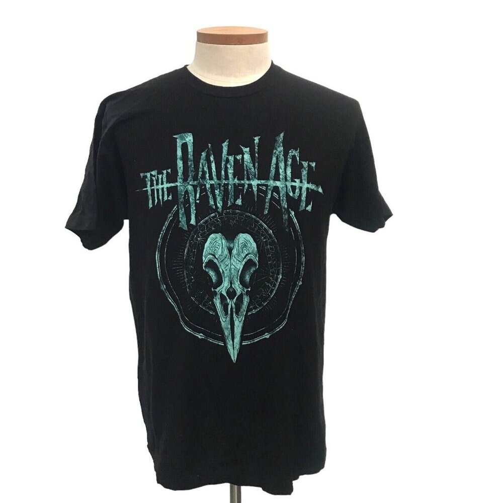 The Raven Age Music Band Raven Skull T-Shirt Green Black Cotton Short Sleeve XXL
